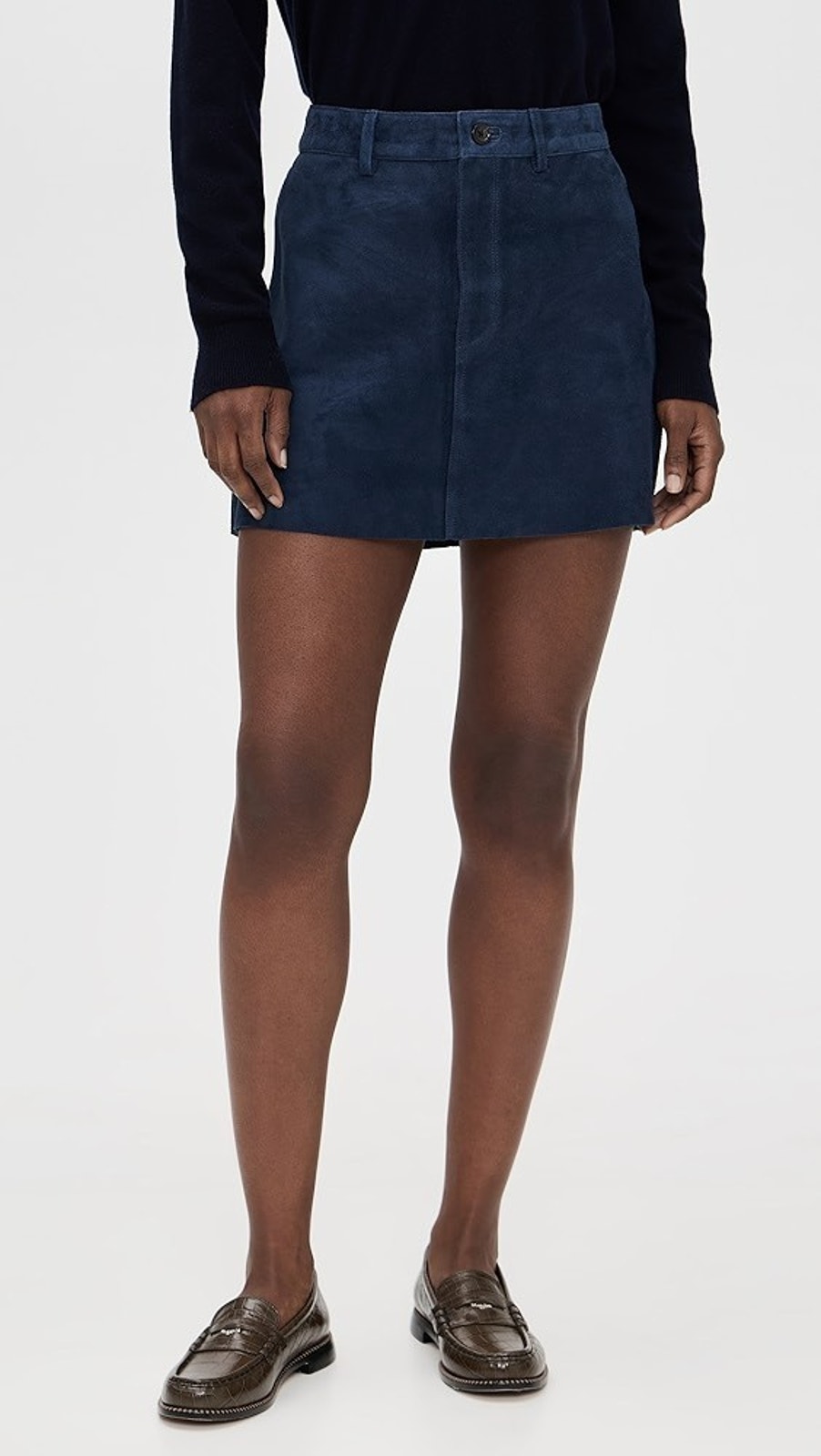 Dl1961 Alma Mini Skirt Navy Suede Size 30 3448